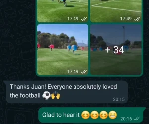 Happy customer bubble football benidorm