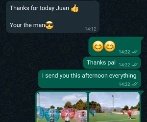Happy customer bubble football benidorm